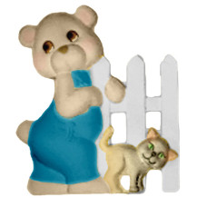 Bear with Cat by Fence Plaque