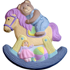 Rocking Horse Bear with Doll and Ball Plaque Rocking Horse Bear with Doll and Ball Plaque