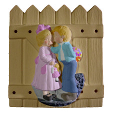 Boy and Girl by Fence Plaque Boy and Girl by Fence Plaque
