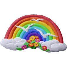 Rainbow with Flowers and Seagulls Plaque Rainbow with Flowers and Seagulls Plaque