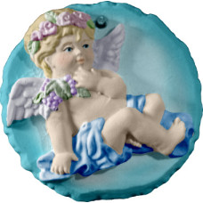 Angel Round with Grapes Ornament Left