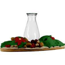 Holly and Pine cone Candle Holder with Glass Globe