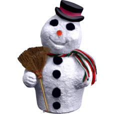 Snowman with Wreath Statue - Includes broom and scarf