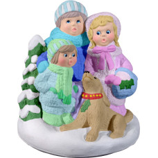 Caroling Family with Dog Statue