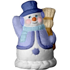 Puffy Snowman with Broom Statue
