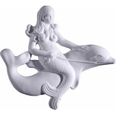 Mermaid on Dolphin Plaque Left Mermaid on Dolphin Plaque Left