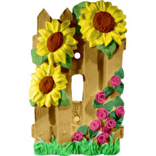 Sunflowers on Fence Light Switch Plate