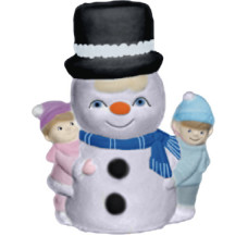 Kids with Giant Snowman Statue